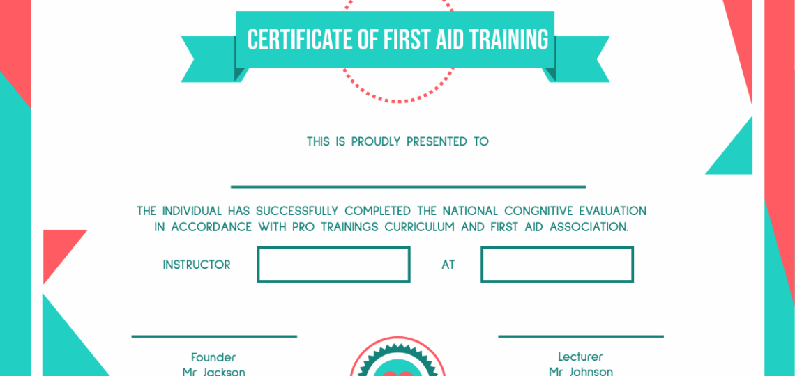 First Aid Training Certificate Certificate Template
