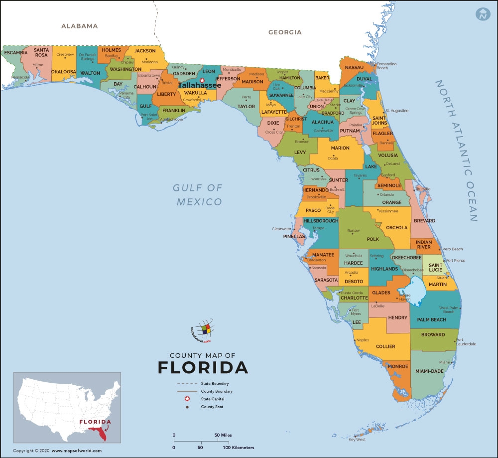 Florida County Map State Of Florida County Map