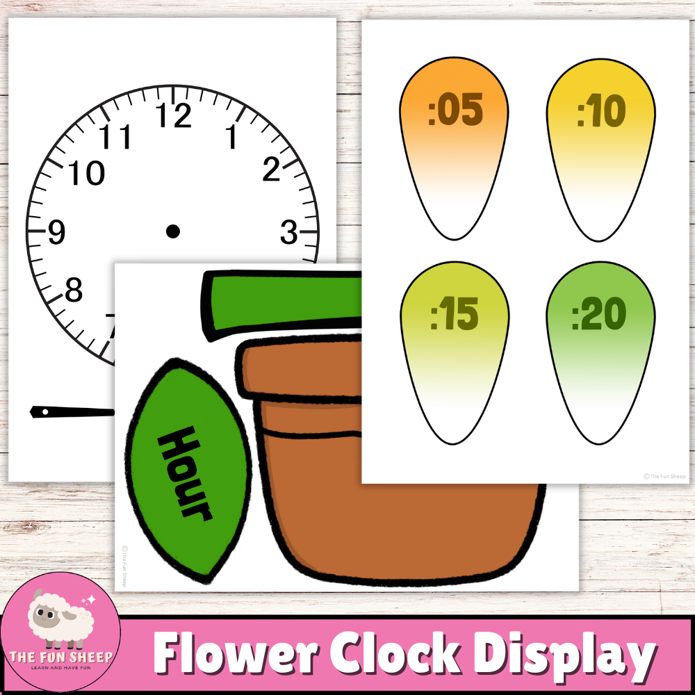 Flower Clock Display Telling Time Bulletin Board Craft Decor Wall Display Made By Teachers