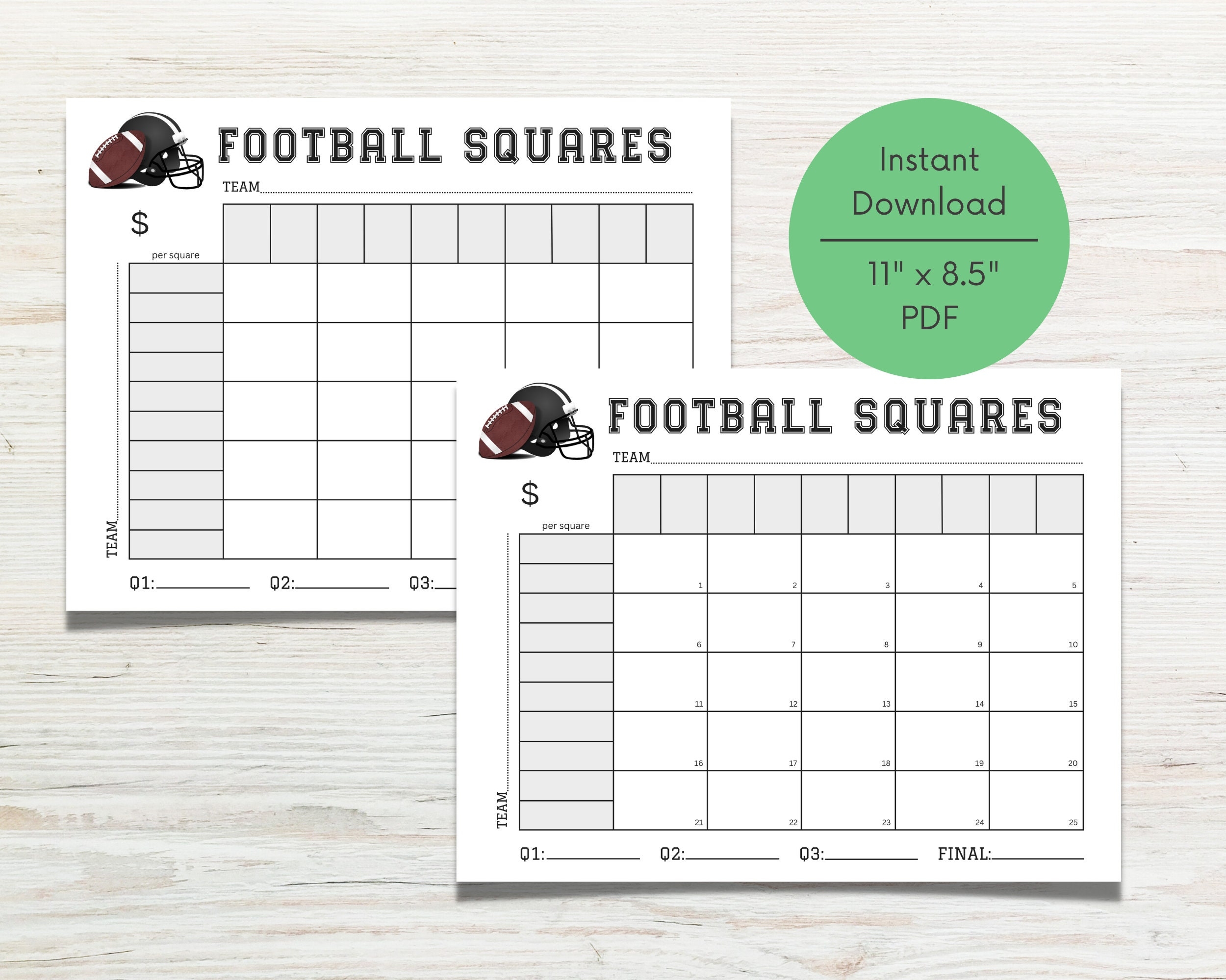 Football Squares Printable Football Square Fundraiser 25 Square 