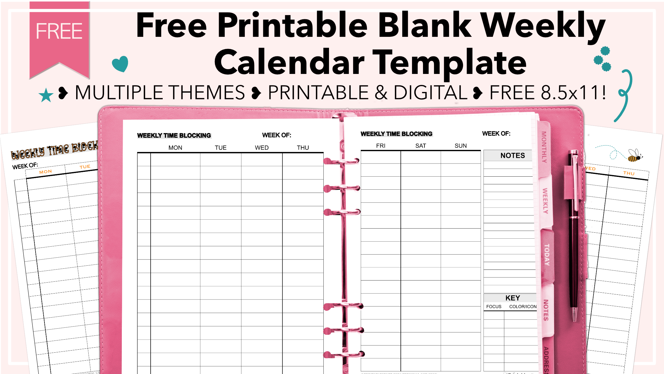 FREE 2 Page Blank Weekly Calendar Template PrintablesBuzz