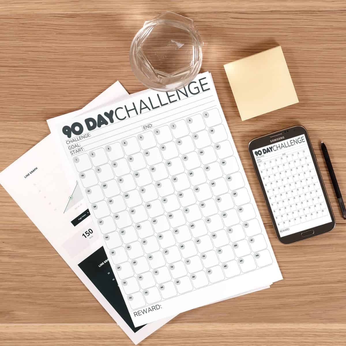 Free 90 Day Challenge Calendar