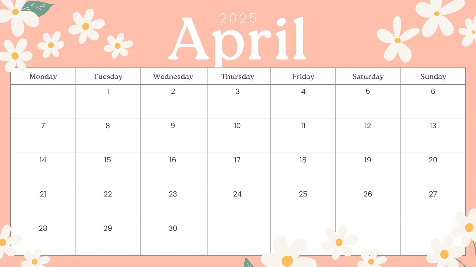 Free And Customizable April 2025 Calendar Templates Canva