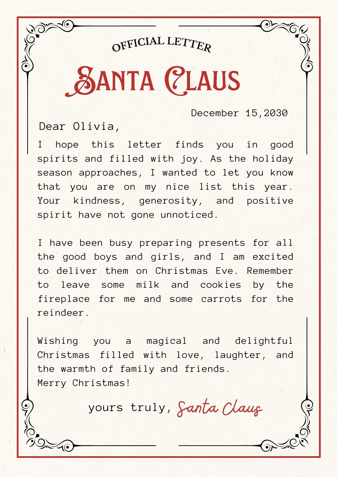 Free And Customizable Christmas Letter Templates Canva