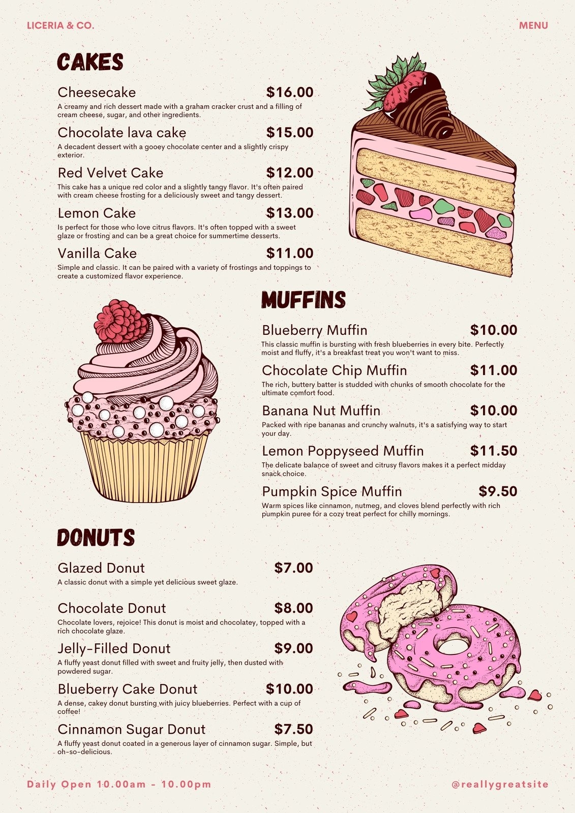 Free Printable Menu Templates For Baking
