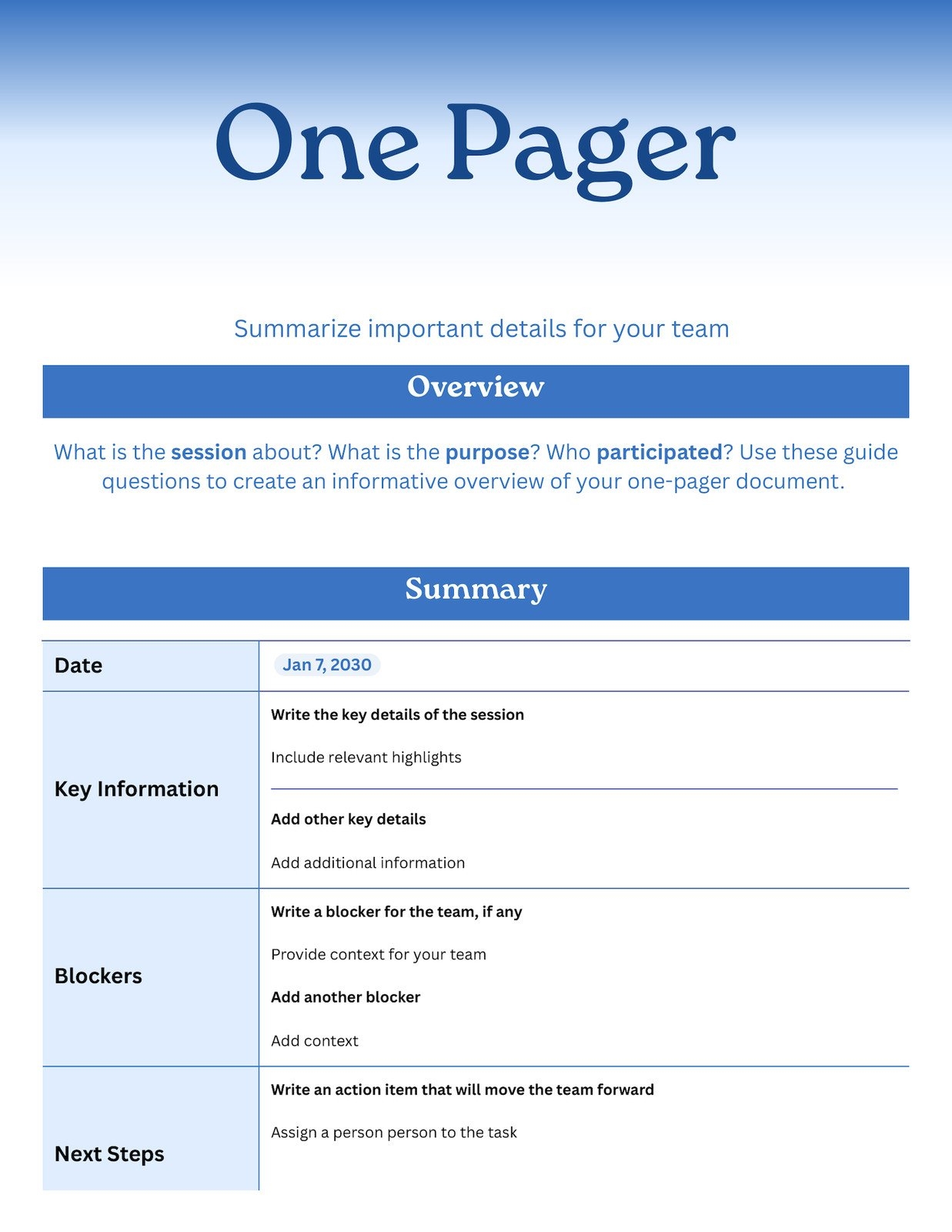 Free And Customizable One Page Templates Free And Customizable One Page Templates