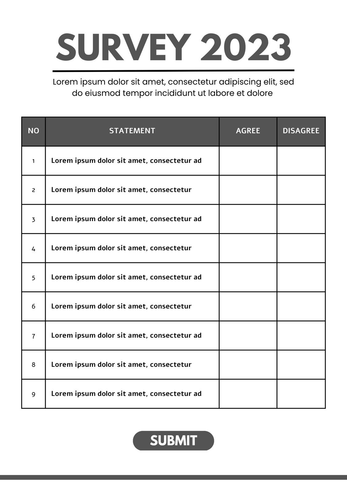 Blank Survey Template Printable