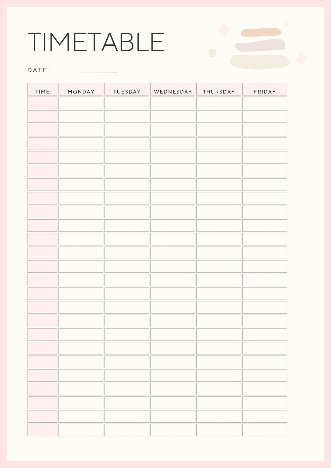 Free And Customizable Timetable Templates