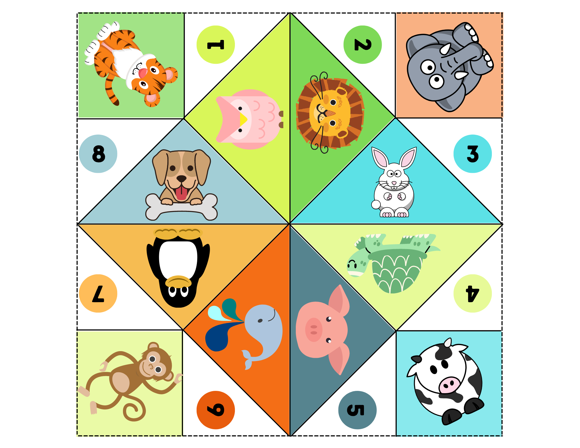 Free Animal Game Cootie Catcher Fortune Teller Free Animal Game Cootie Catcher Fortune Teller