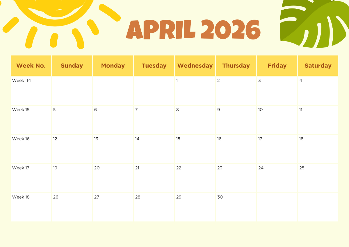 April 2026 Calendar Background Wallpaper