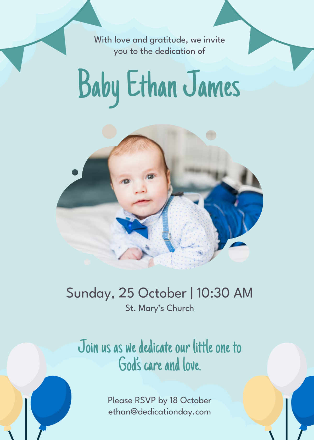 Free Baby Dedication Invitation Template To Edit Online