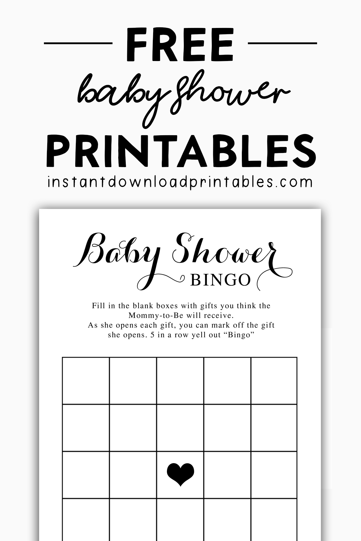 Free Baby Shower Black And White Printables Instant Download Free Baby Shower Black And White Printables Instant Download
