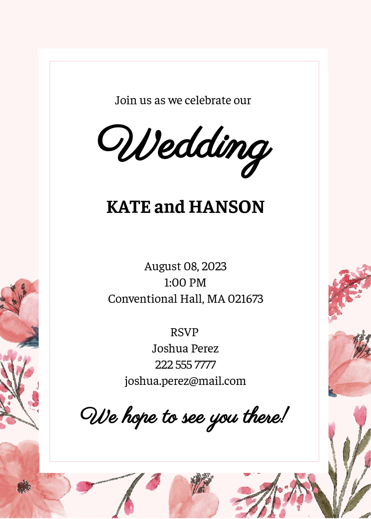 Free Blank Wedding Invitation Template To Edit Online