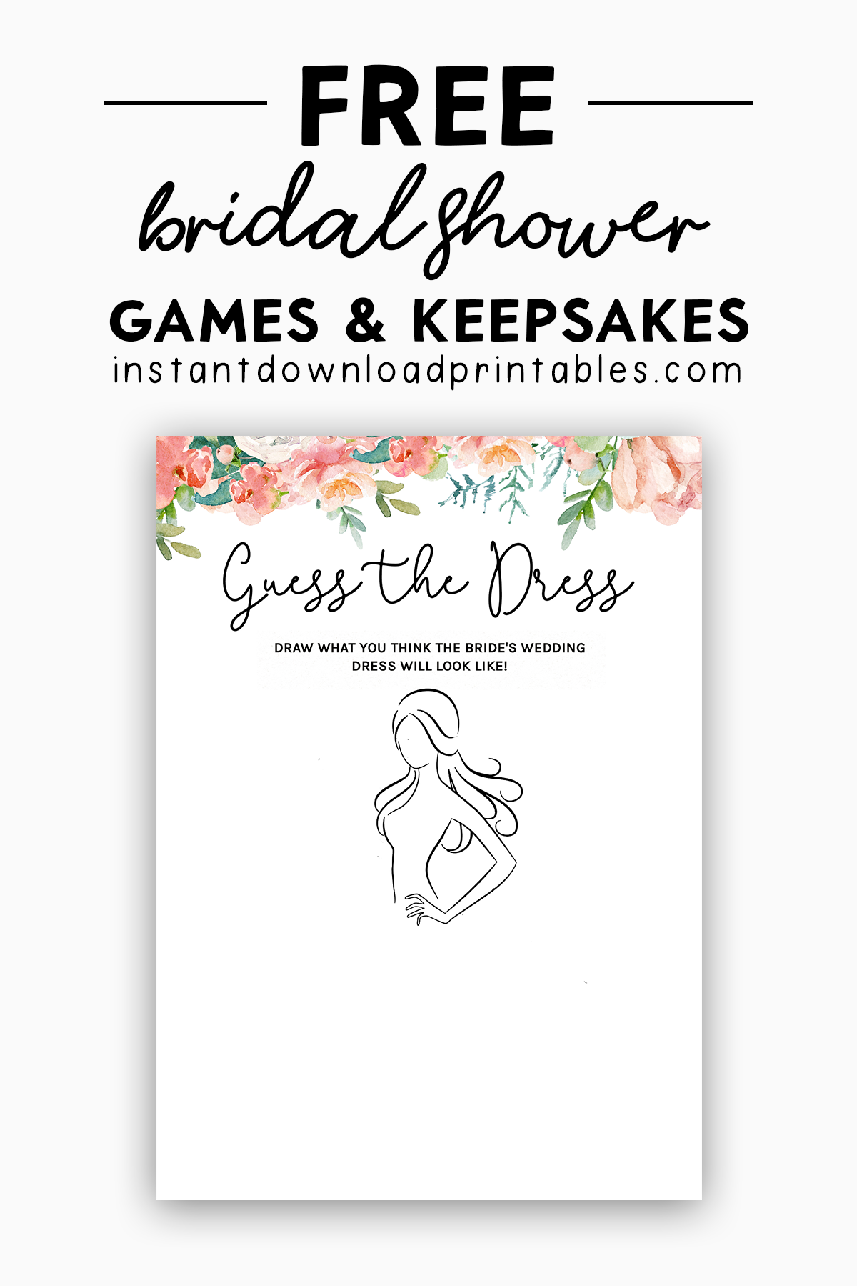 Free Bridal Shower Game Guess The Dress Printable Instant Free Bridal Shower Game Guess The Dress Printable Instant