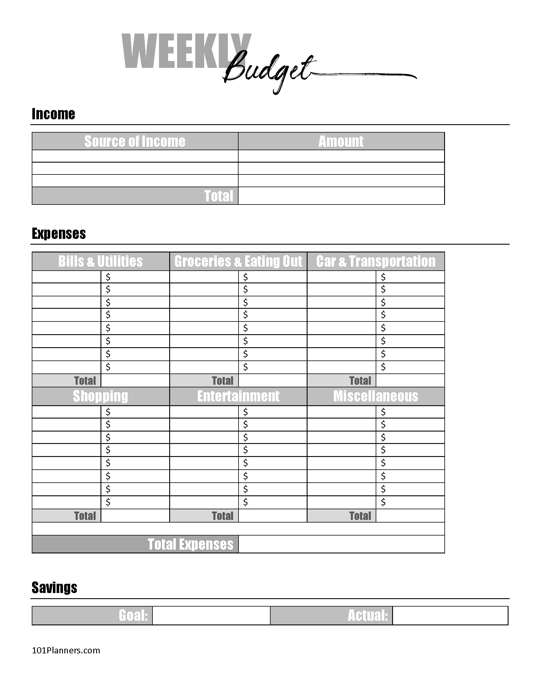 Free 12 Month Budget Template Printable