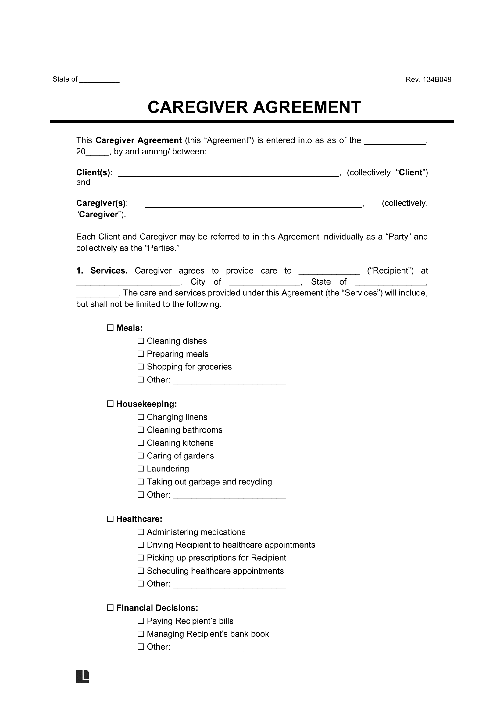 Free Caregiver Contract Template PDF U0026 Word Free Caregiver Contract Template PDF U0026 Word