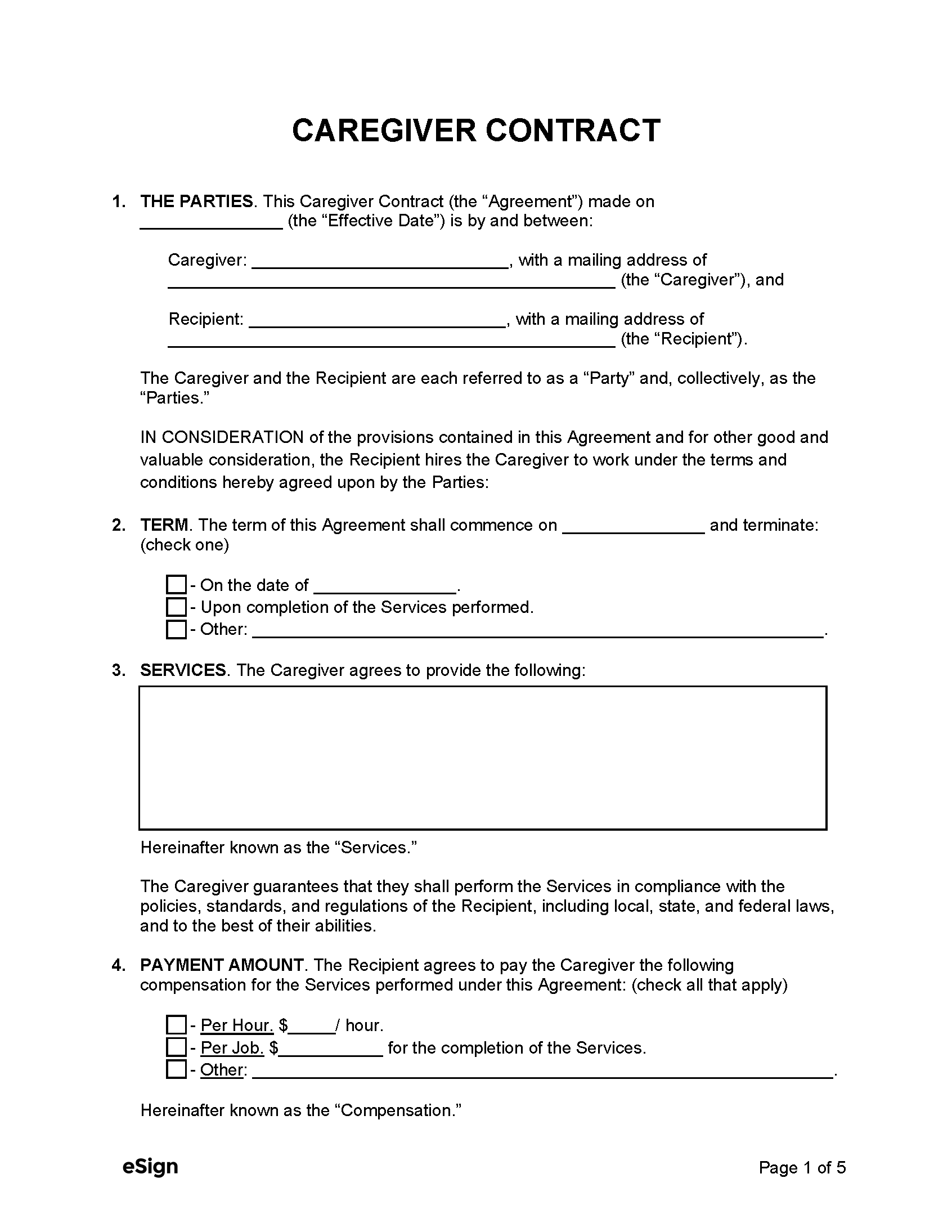 Free Caregiver Contract Template PDF Word Free Caregiver Contract Template PDF Word