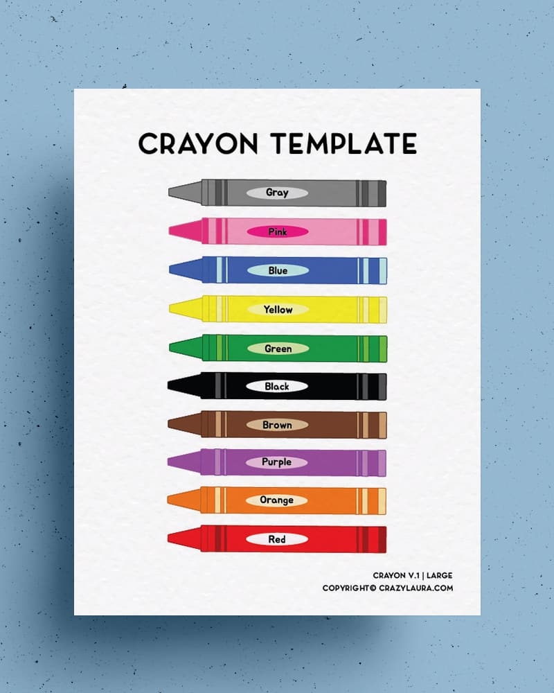 Free Crayon Template With Blank U0026 Color Versions Crazy Laura