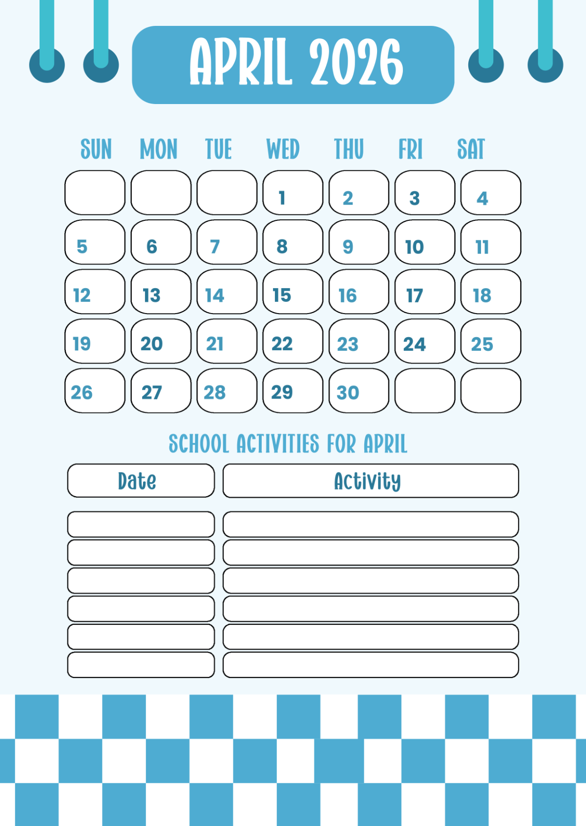 Free Creative Round April 2026 Calendar Template To Edit Online