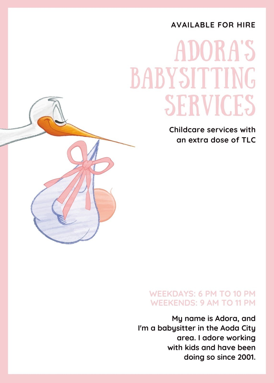 Free Custom Printable Babysitting Flyer Templates Canva