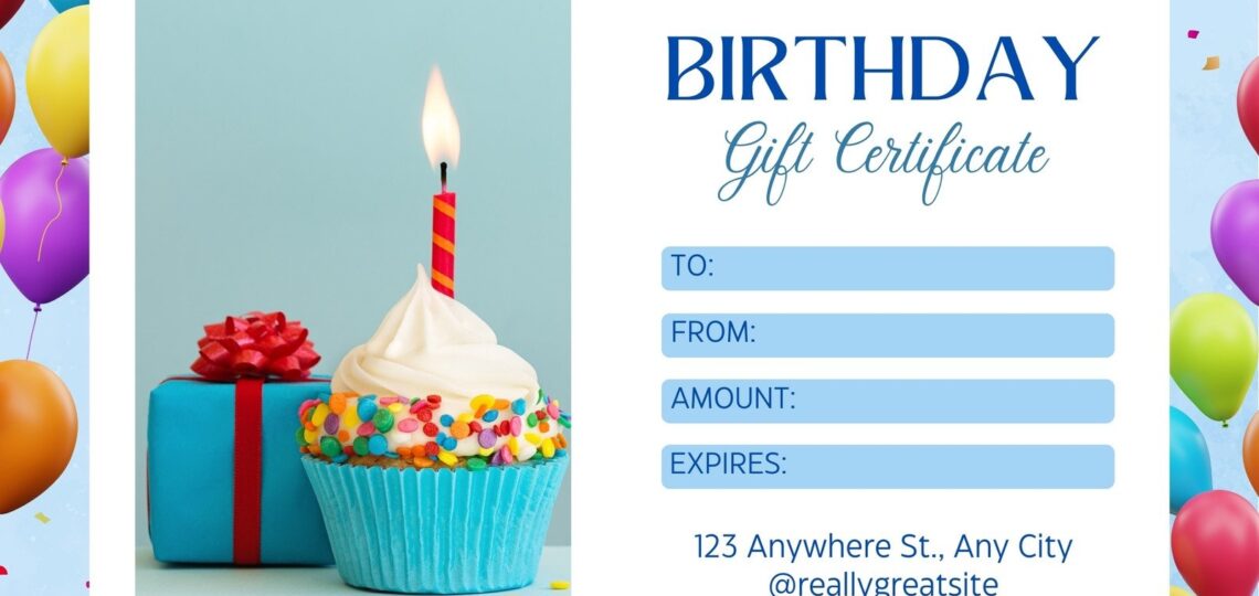 Free Custom Printable Birthday Gift Certificate Templates Canva