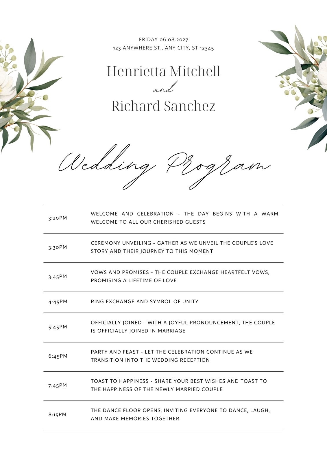 Free Printable Wedding Program Templates Word