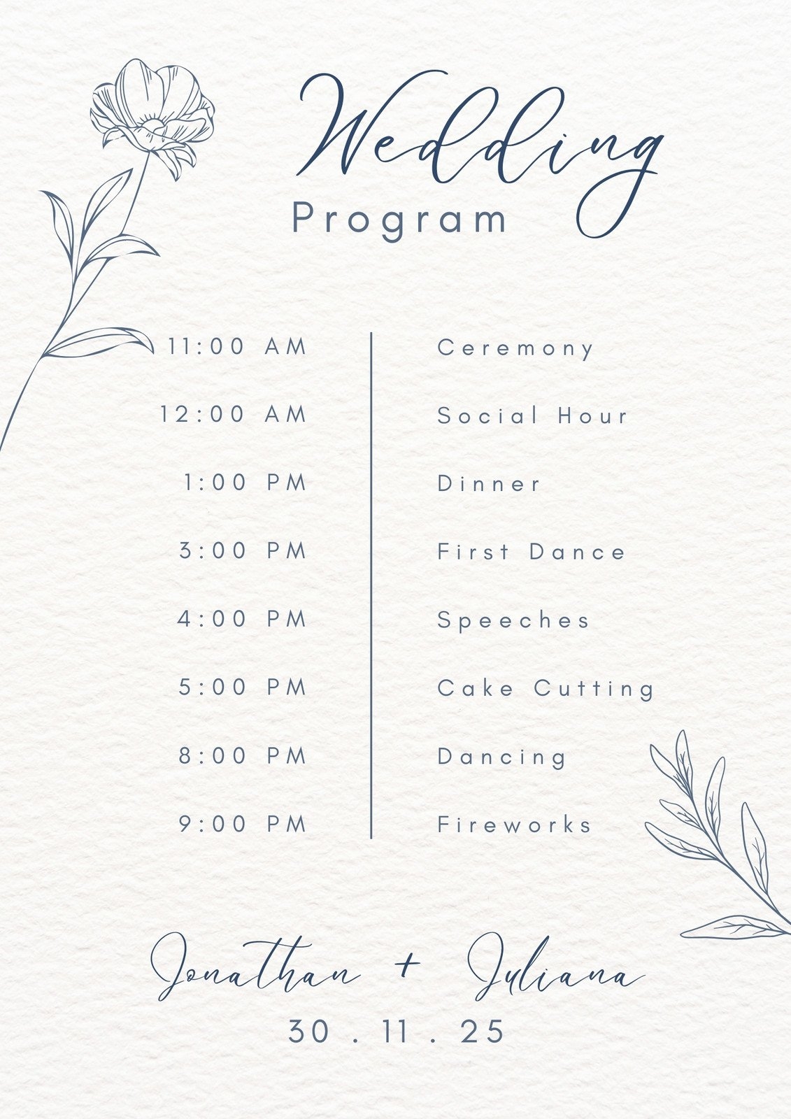 Free Custom Printable Wedding Program Templates Canva