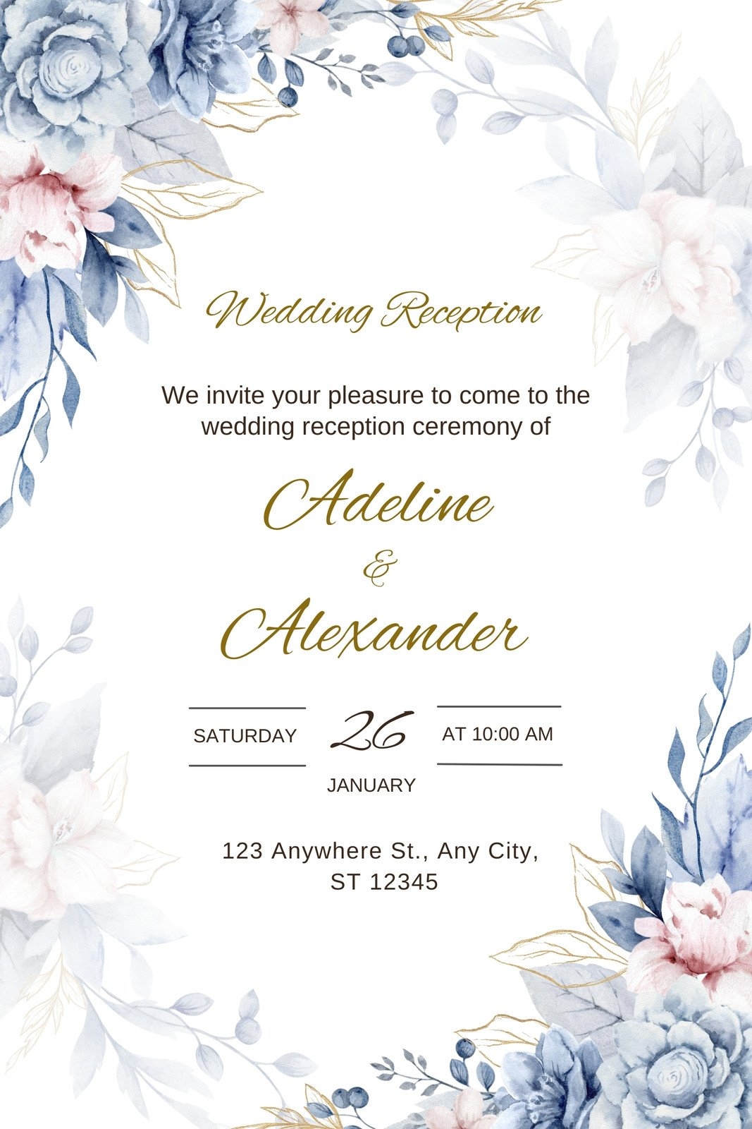 Free Custom Printable Wedding Reception Card Templates Canva