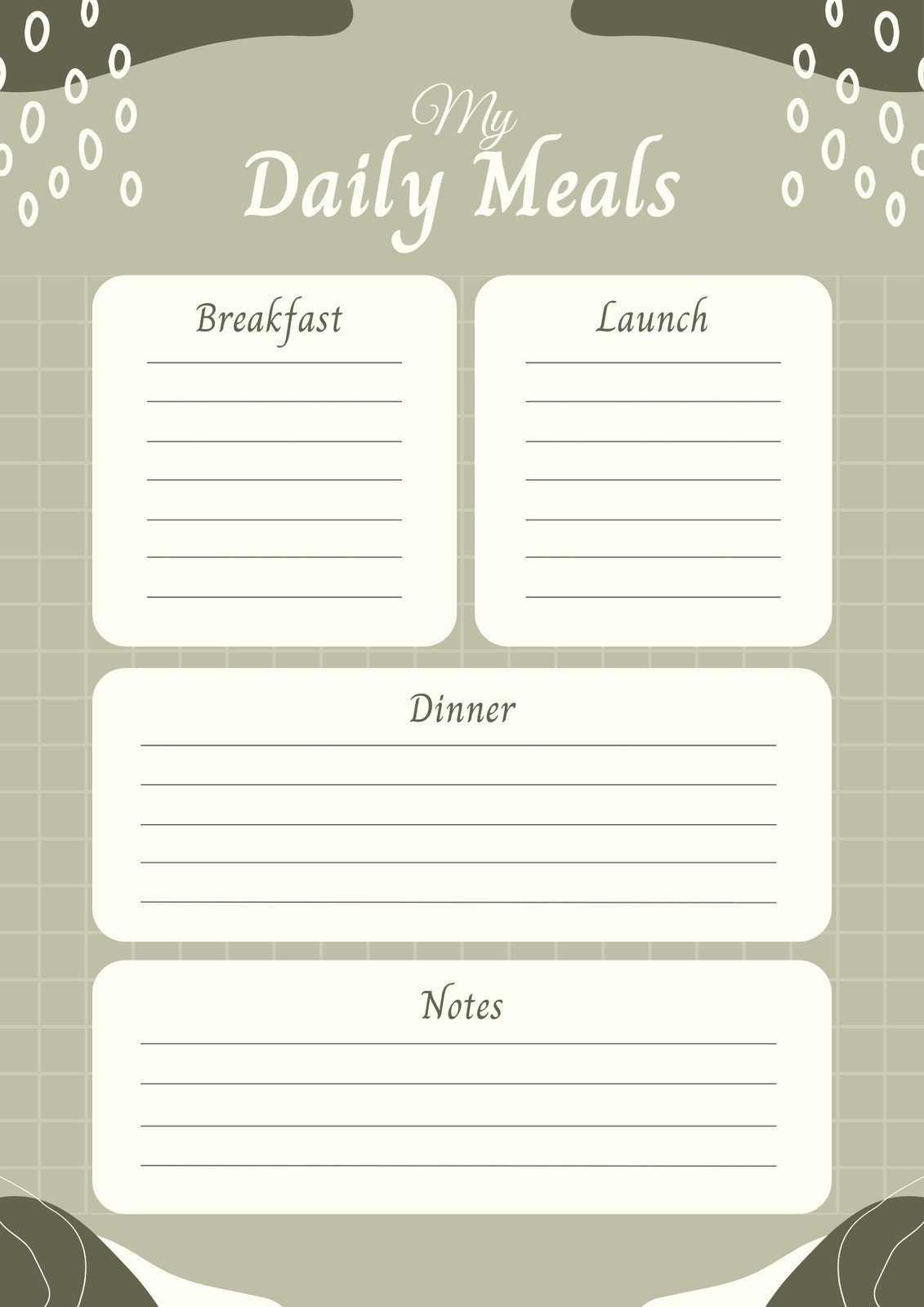 Free Printable Blank Menu Template