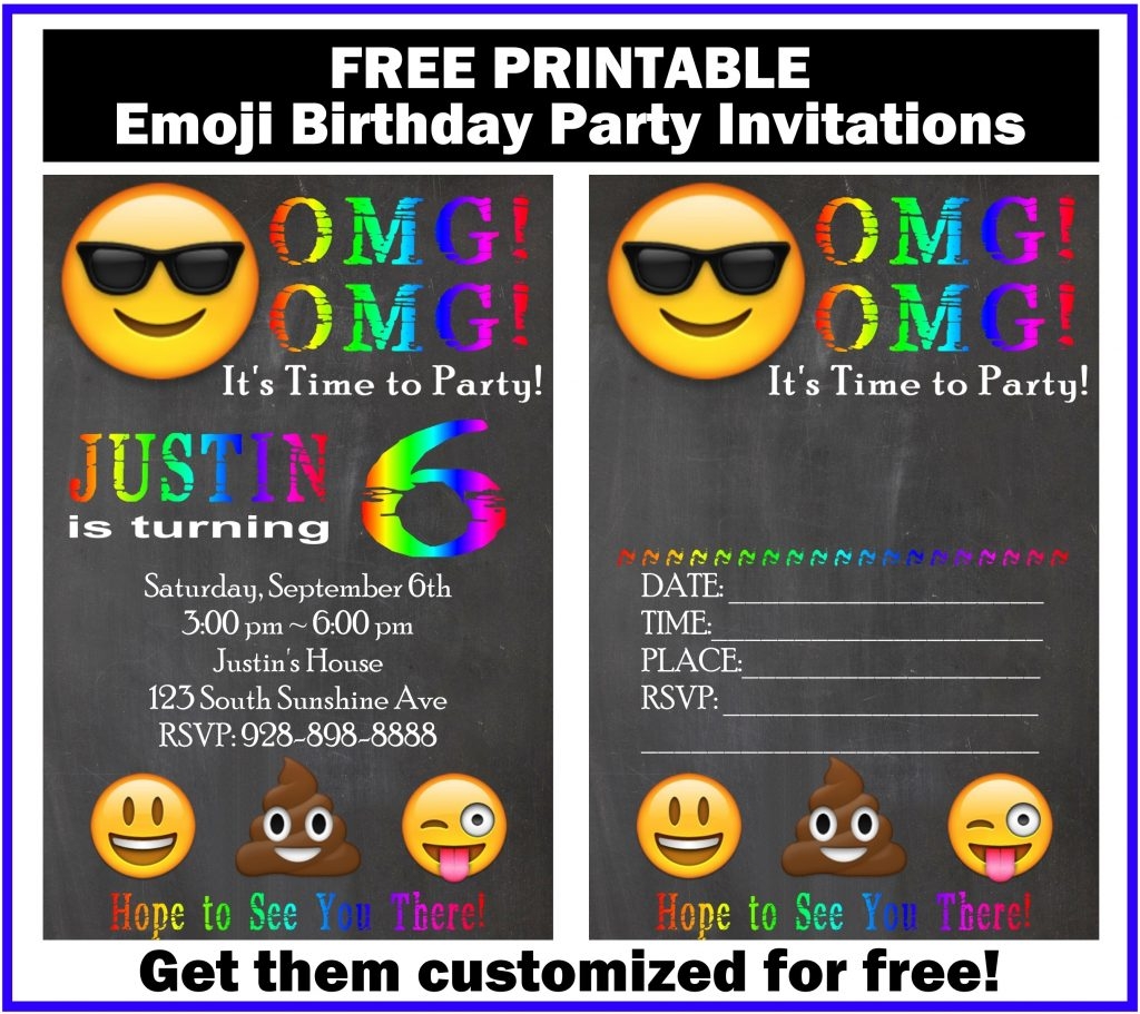 Free Customized Emoji Invitations And Birthday Printables Printables 4 Mom