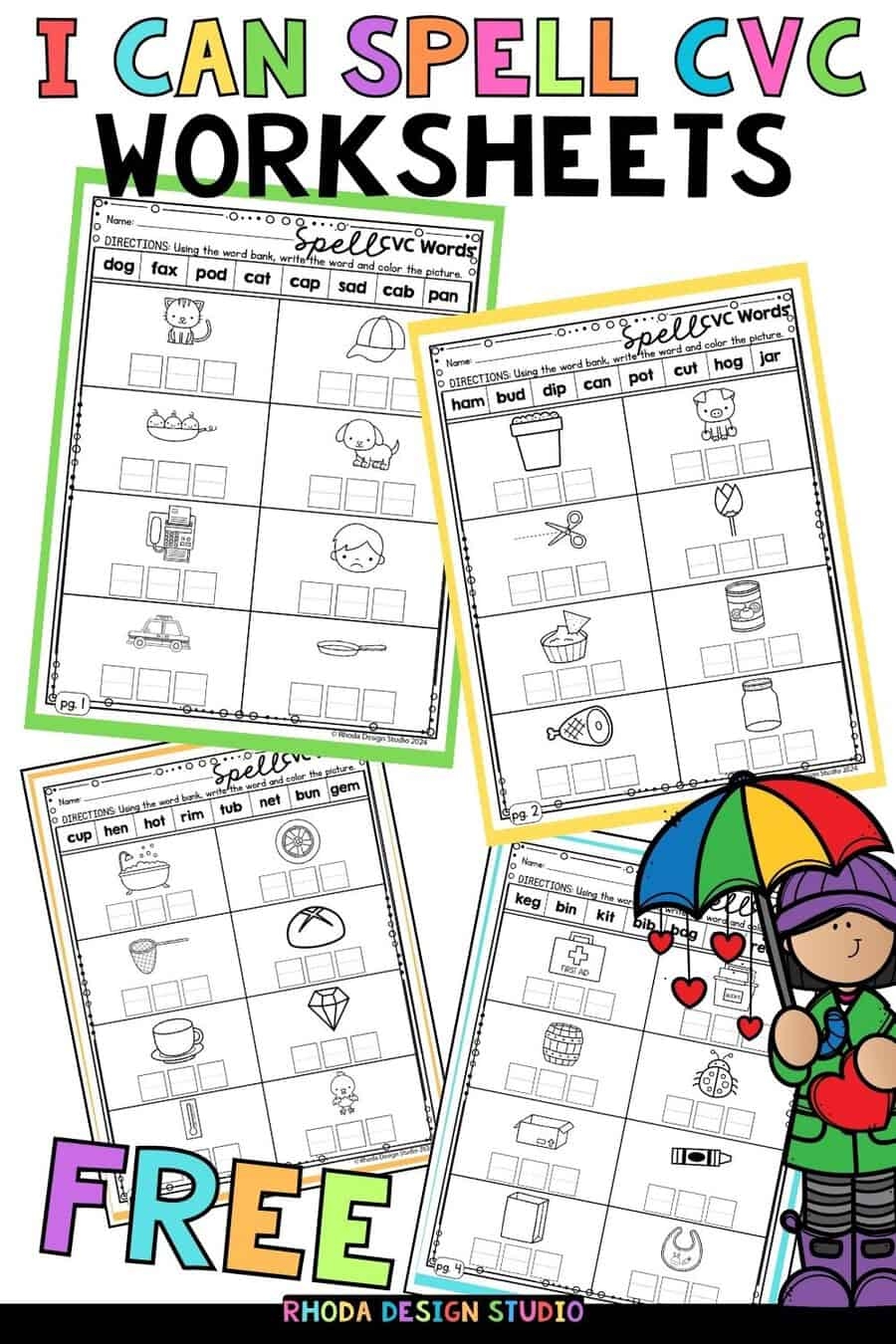 Free CVC Spelling Worksheets Word Work Practice Free CVC Spelling Worksheets Word Work Practice