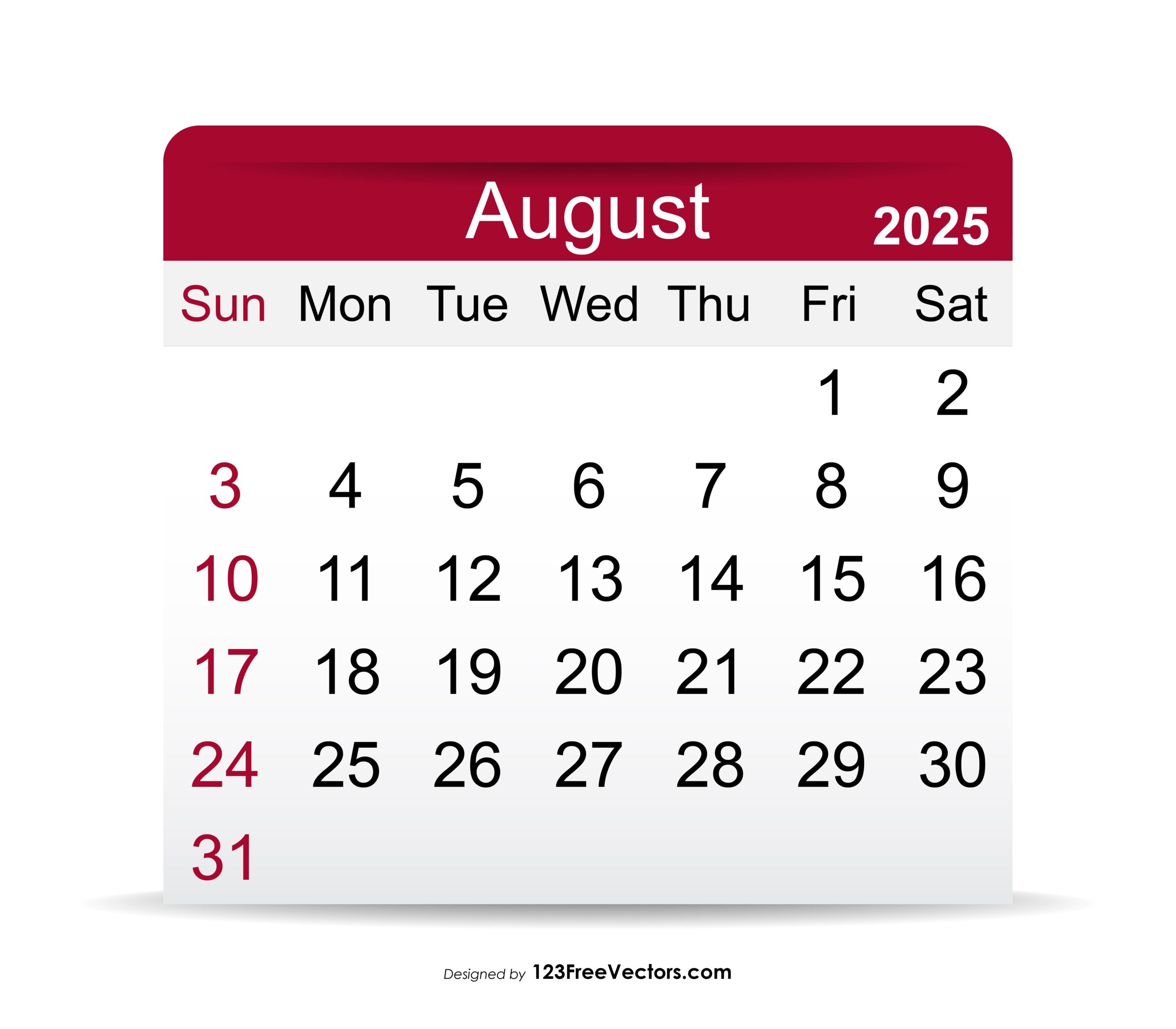 Free Download 2025 August Calendar