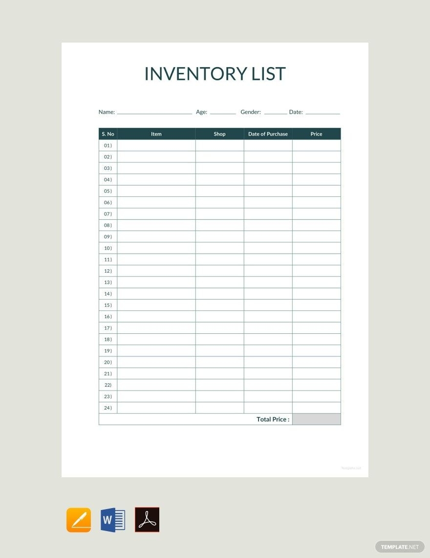 Free Editable Inventory Templates In PDF To Download