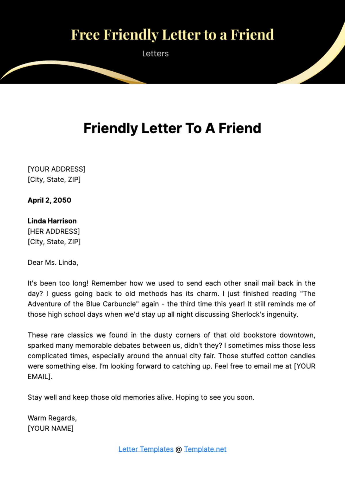 Free Friendly Letter Templates Editable And Printable