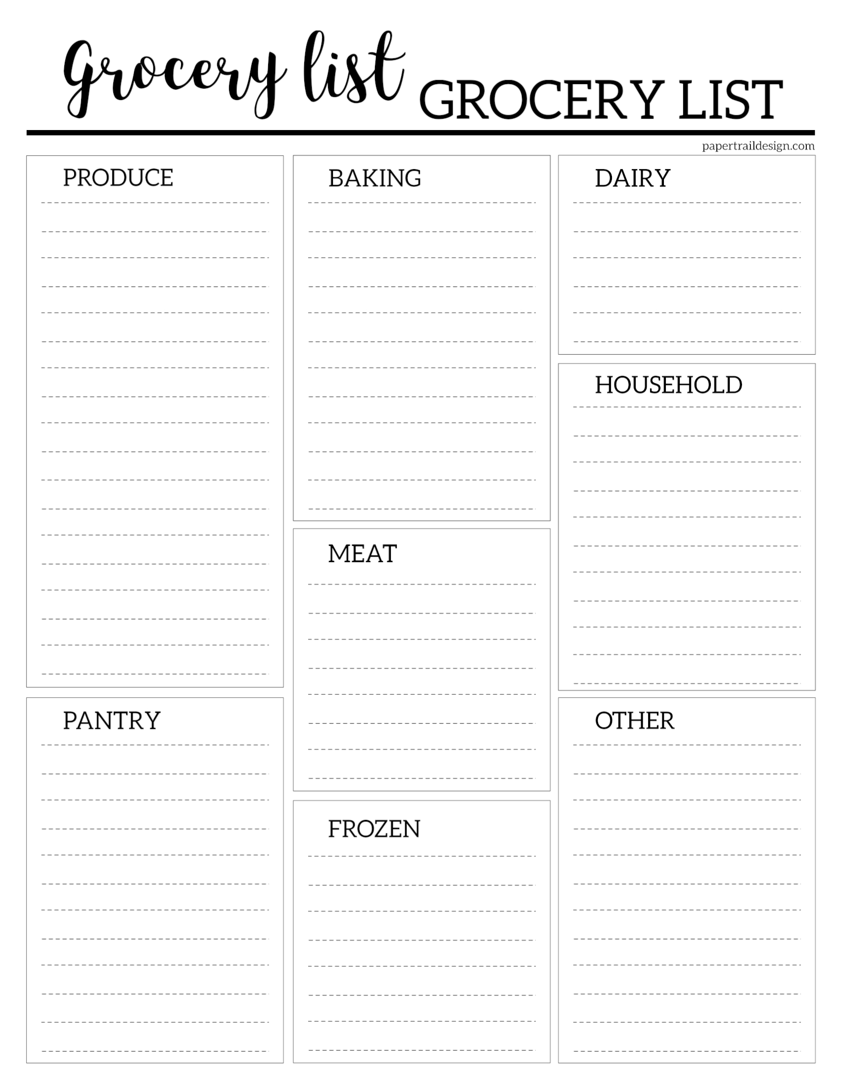 Free Printable Grocery List For Seniors