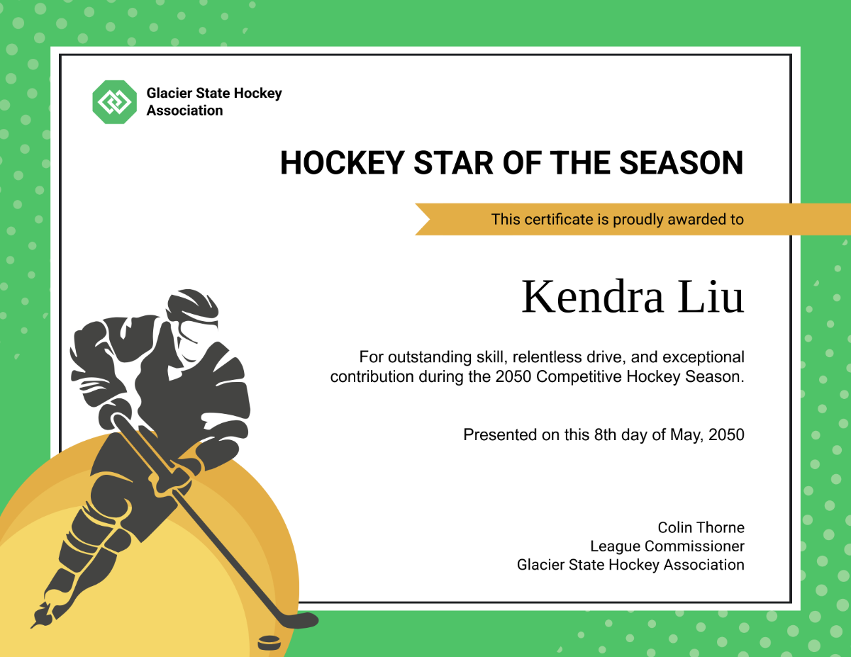 Free Printable Hockey Certificate Templates