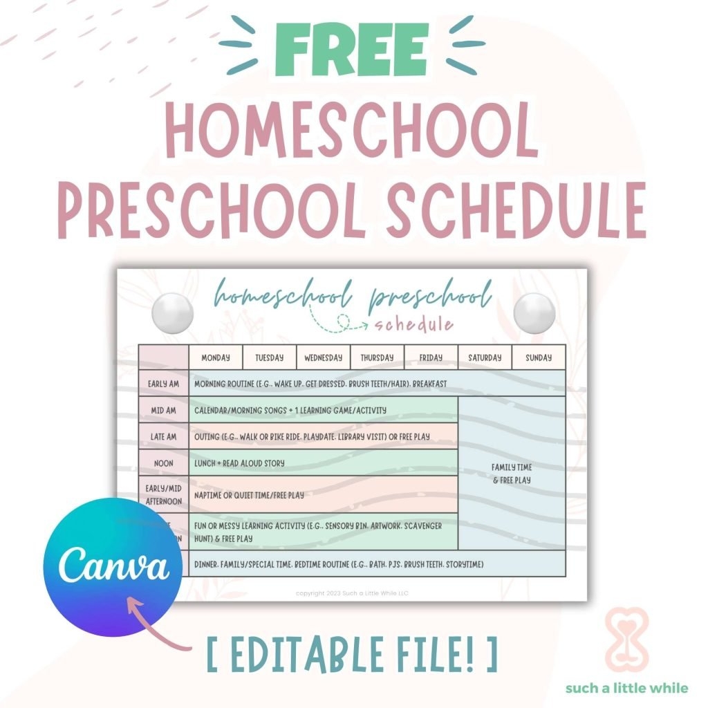 Free Homeschool Preschool Schedule Editable Template Such A Little While Free Homeschool Preschool Schedule Editable Template Such A Little While