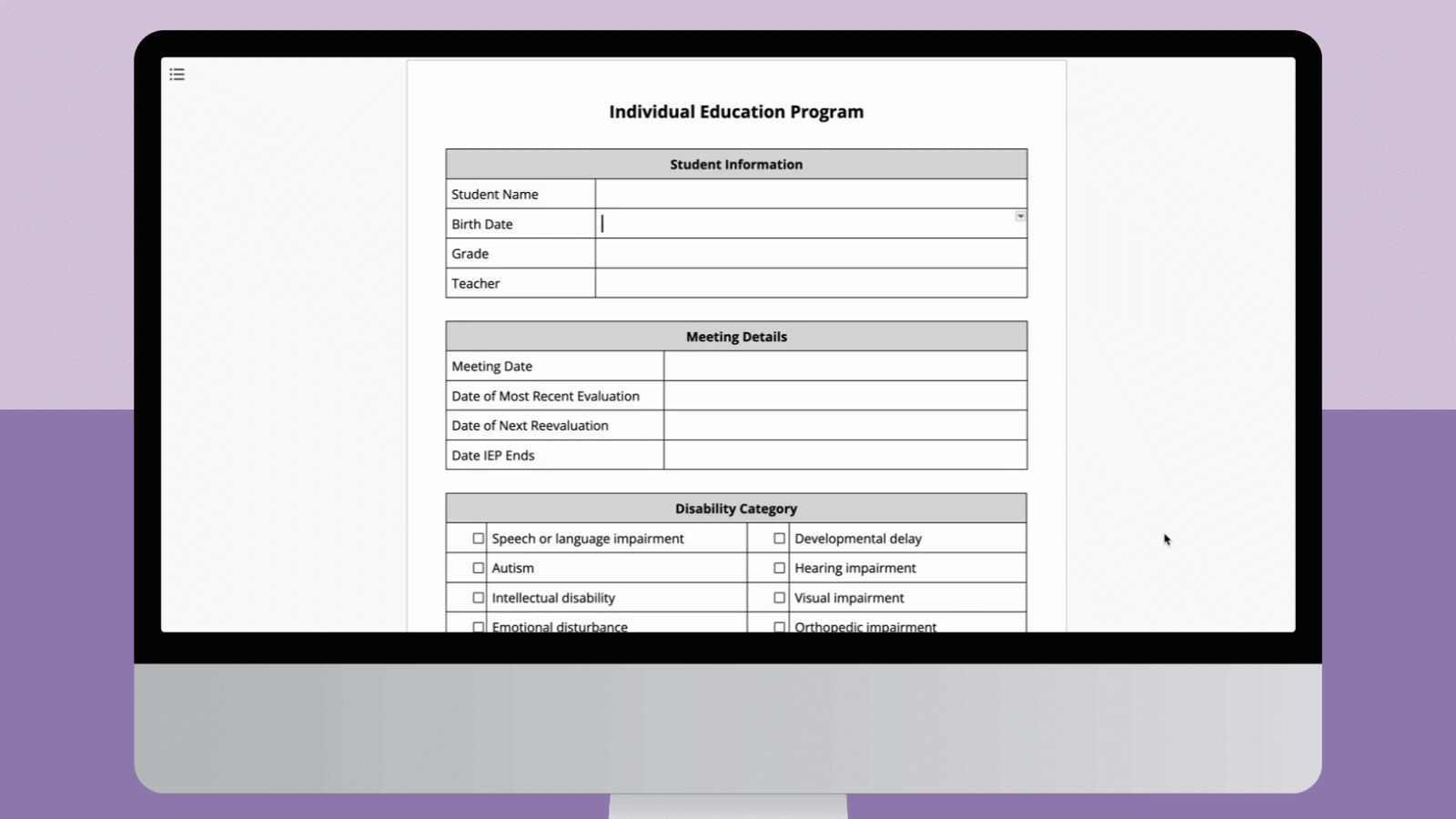 Free IEP Template Fully Editable And Printable 