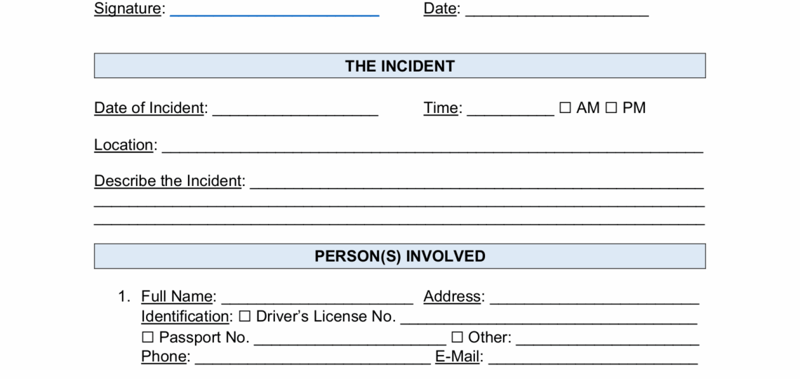 Free Incident Report Templates 18 Sample PDF Word EForms