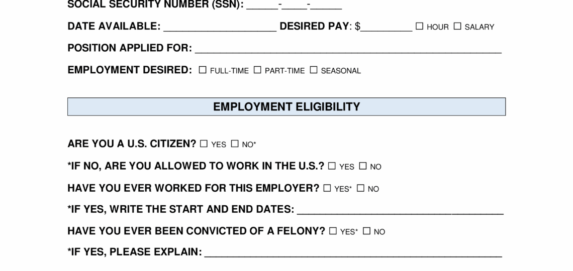 Free Job Application Forms 2 PDF Word EForms