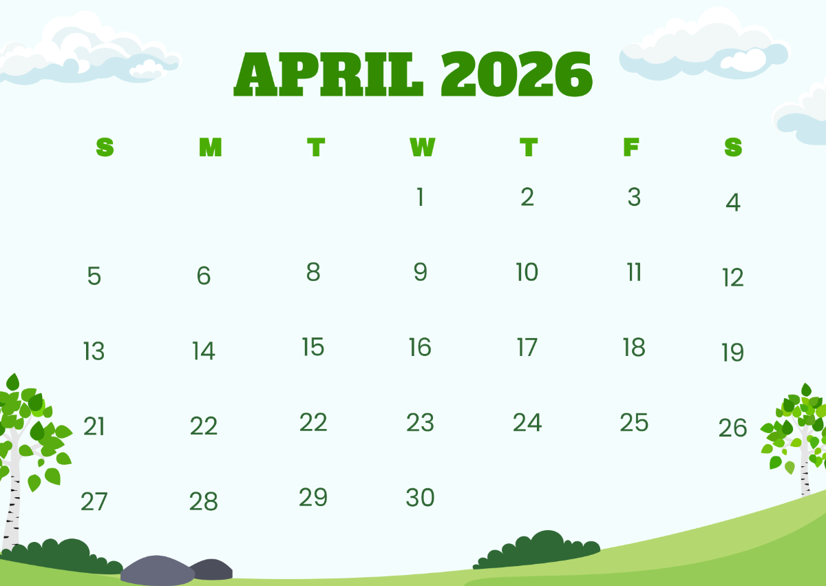 Free Landscape April 2026 Calendar Template To Edit Online Free Landscape April 2026 Calendar Template To Edit Online