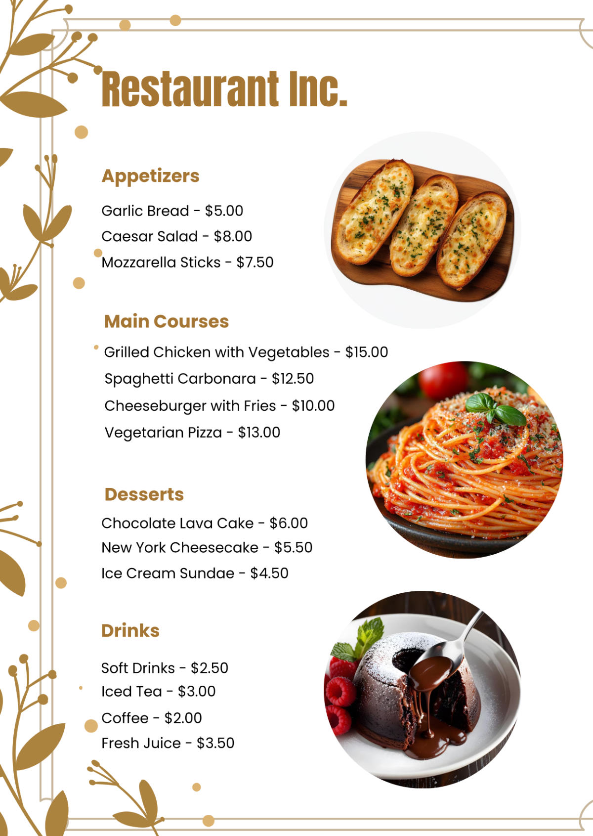 Free Menu Templates Editable And Printable