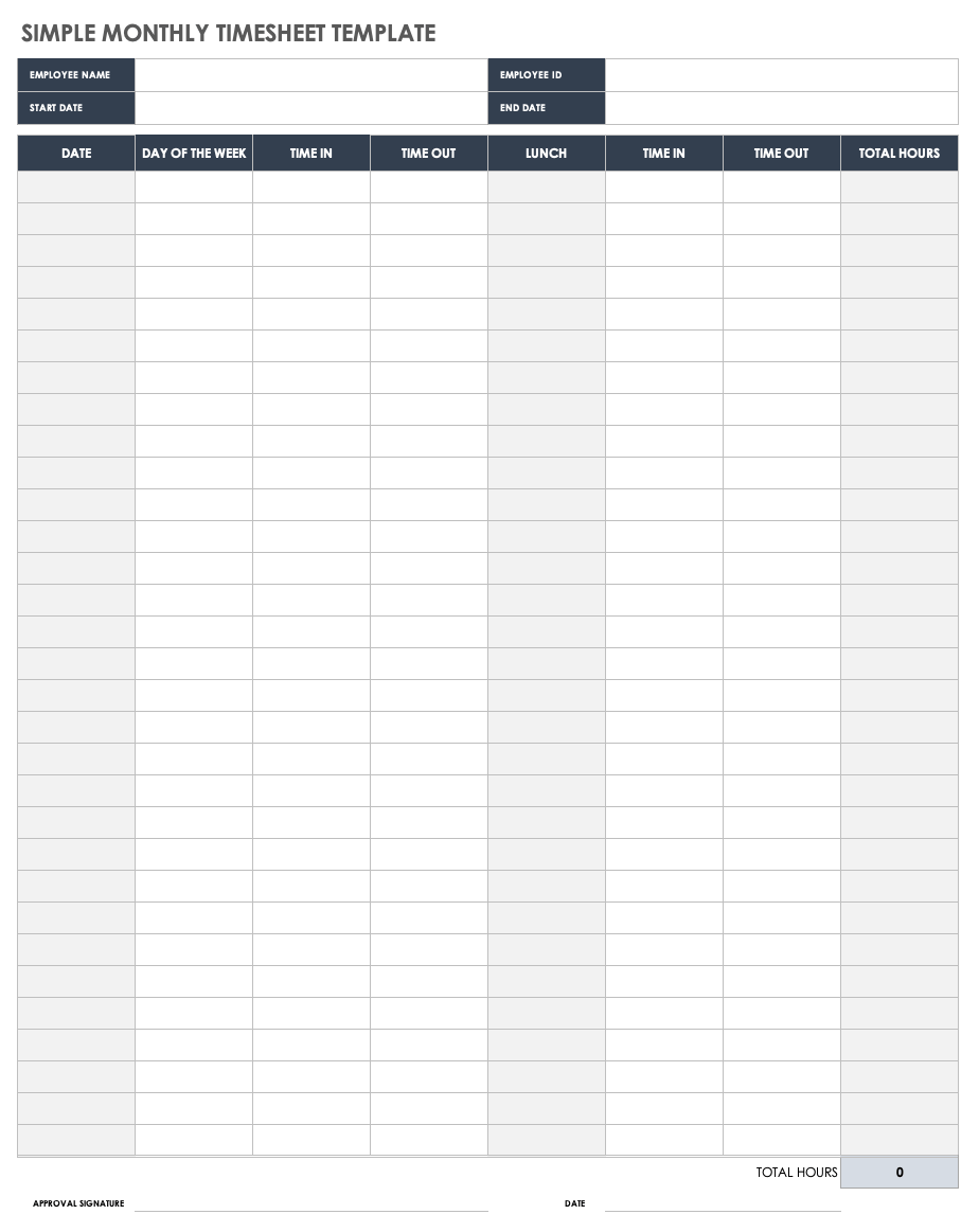 Free Printable Blank Basic Time Sheets Free Printable Blank Basic Time Sheets