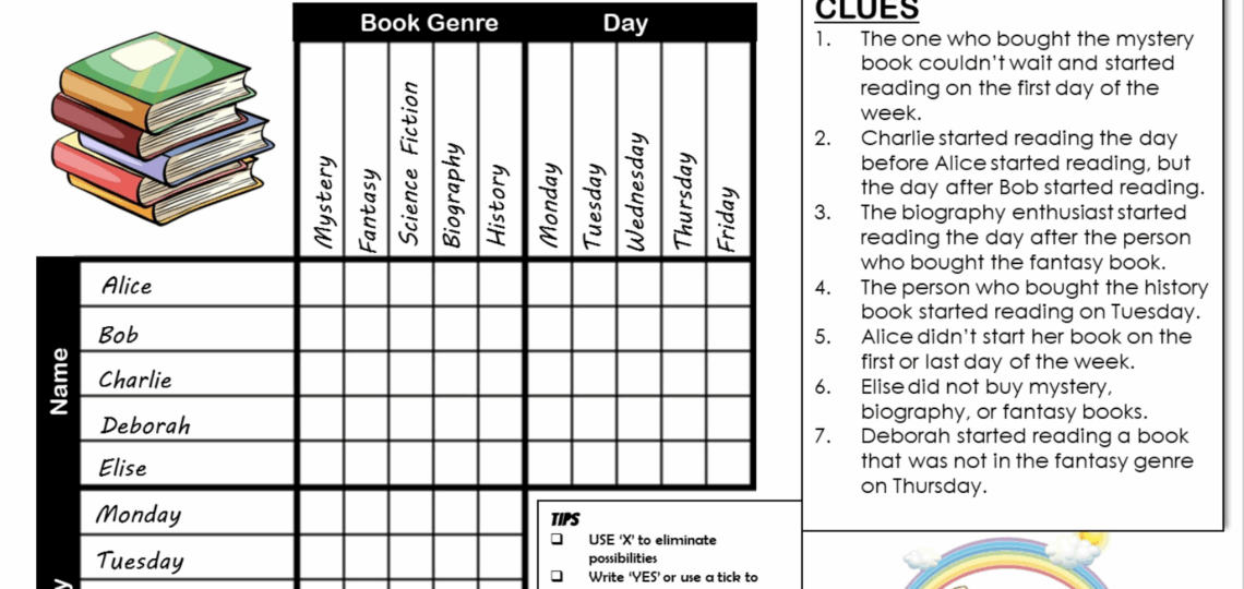 Free Mystery Logic Puzzle For Book Week Top Rated Teaching