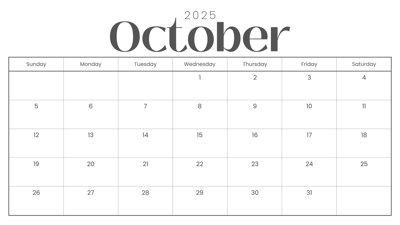 Free October 2025 Calendar Templates To Customize Canva