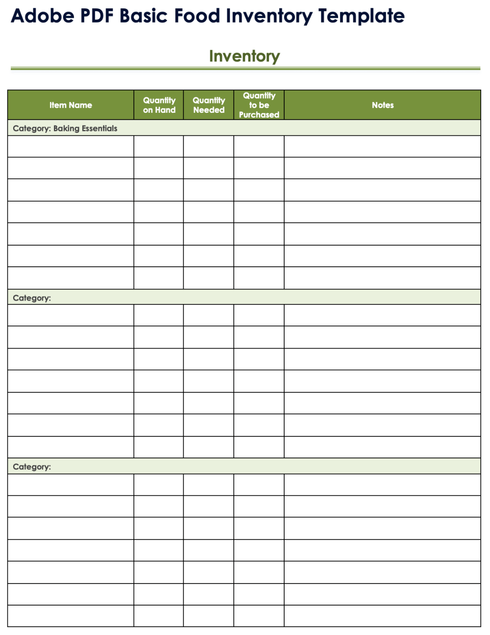 Free PDF Inventory Sheets U0026 Templates Editable U0026 Printable