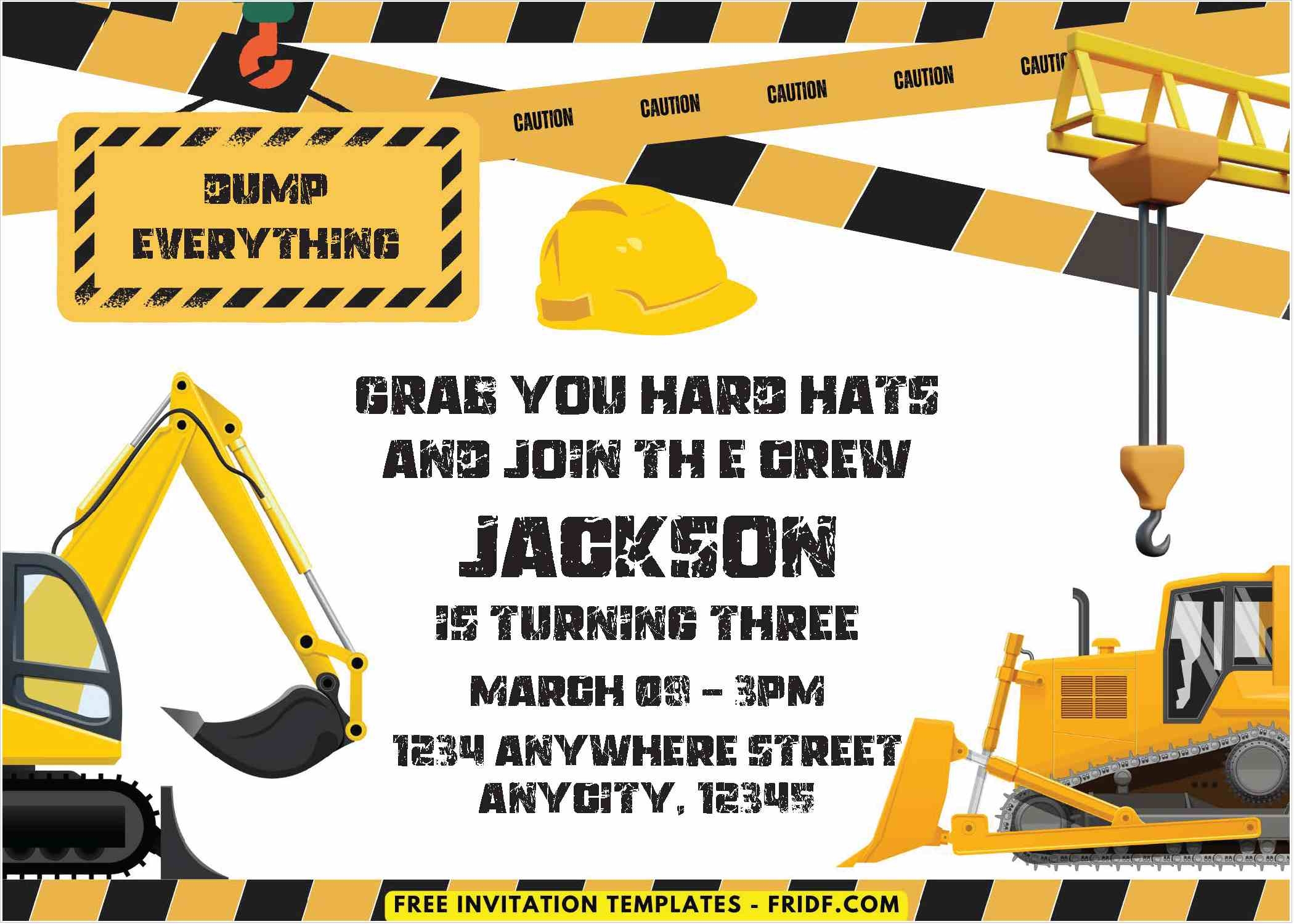 Free PDF Invitation Caution Construction Site Theme Birthday Free PDF Invitation Caution Construction Site Theme Birthday