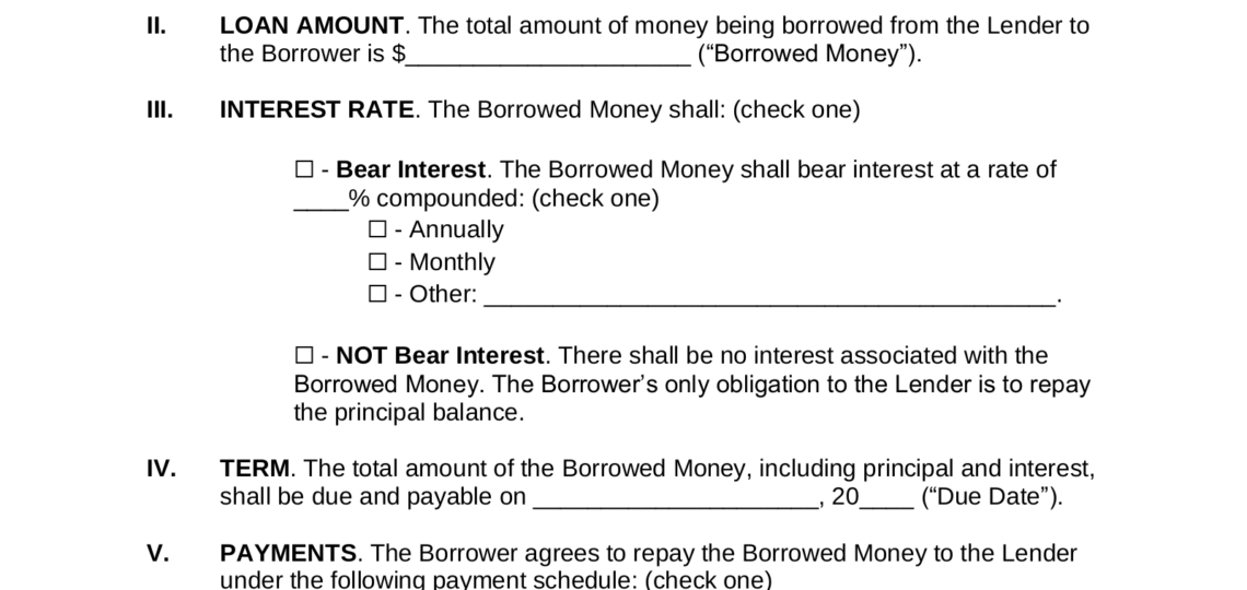 Free Personal Loan Agreement Template Sample PDF Word EForms