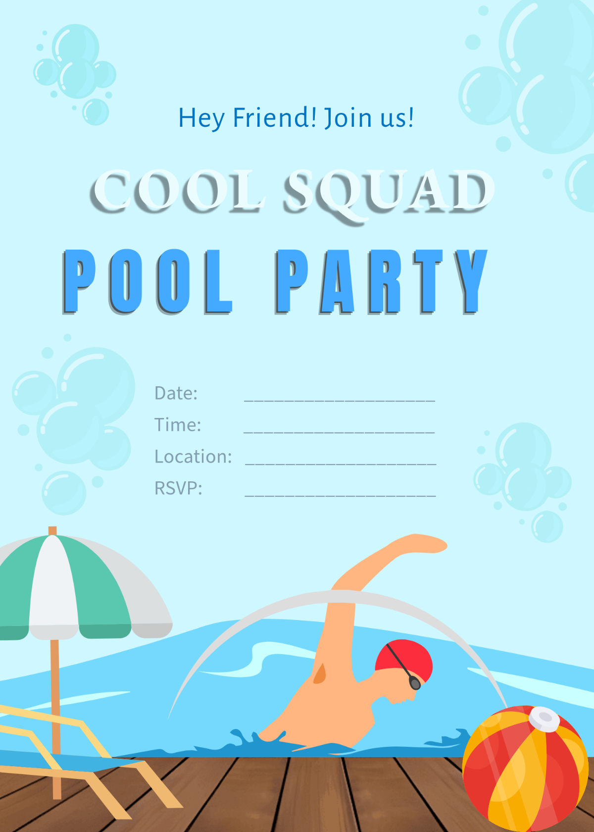 Pool Party Free Printable Templates