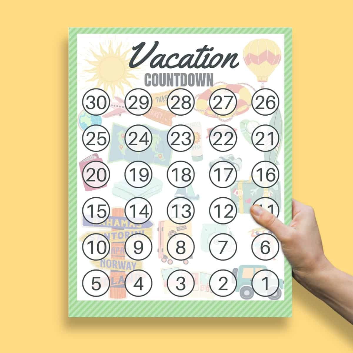 Free Printable 30 Day Vacation Countdown Calendar